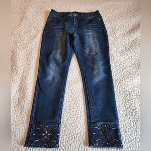 Hydraulic Embroidered/jeweled Skinny Jeans